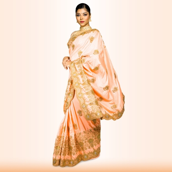 Heavy embroidered saree in Blush - Picture 6 of 6
